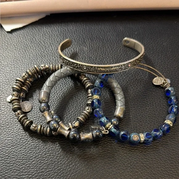 Alex and Ani silver and blue Bracelet Set - Picture 1 of 6